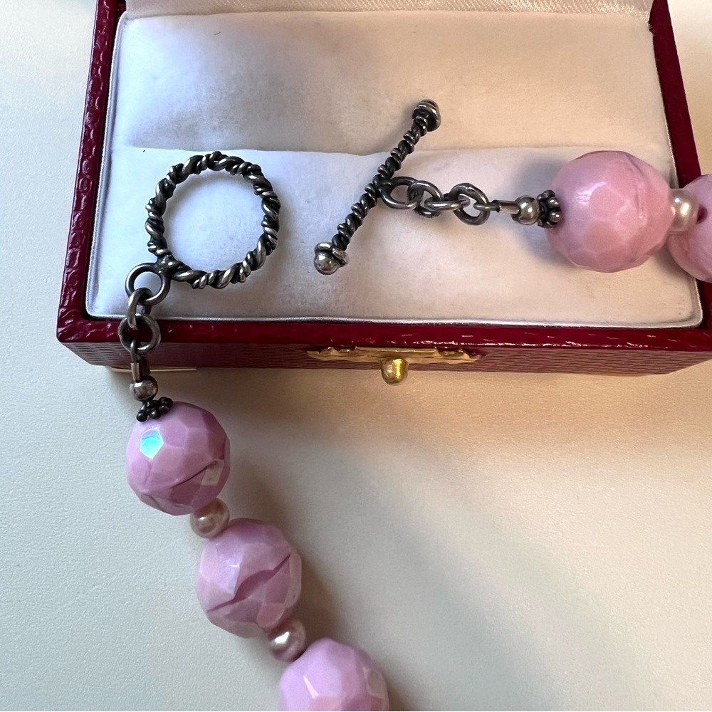 Stunning Silver Rose Pendant on Vintage 1960s Beads + Freshwater Pearls Necklace - Picture 5 of 13